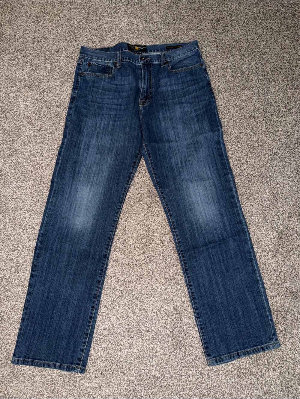 Lucky Brand Men's Straight Jeans in Dark Blue with Faded Wash